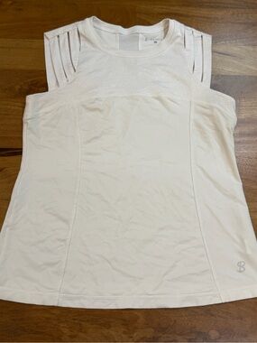Sofibella Textured White Athletic Tank Top w/ Strappy Shoulders Size Small